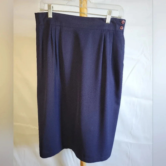 Vintage Fay Jackson Navy  Blue Skirt with Slit and pocket size 11/12 - Picture 1 of 6